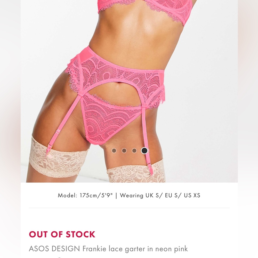 ASOS Design Pink Lace Garter and Thong